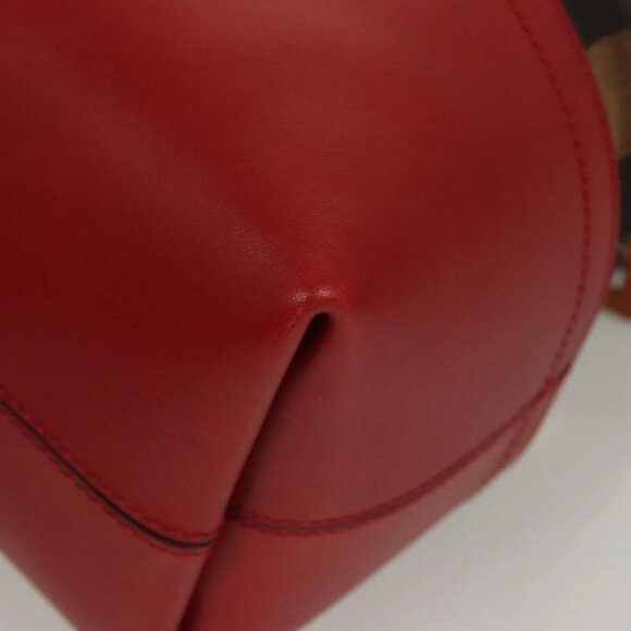 FENDI Pecan Canvas Hand Bag Brown Black Auth 124524 - Picture 4 of 16